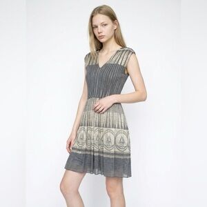 Max Studio Gray and Gold Midi Dress